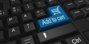 Add to cart button in blue color on the keyboard